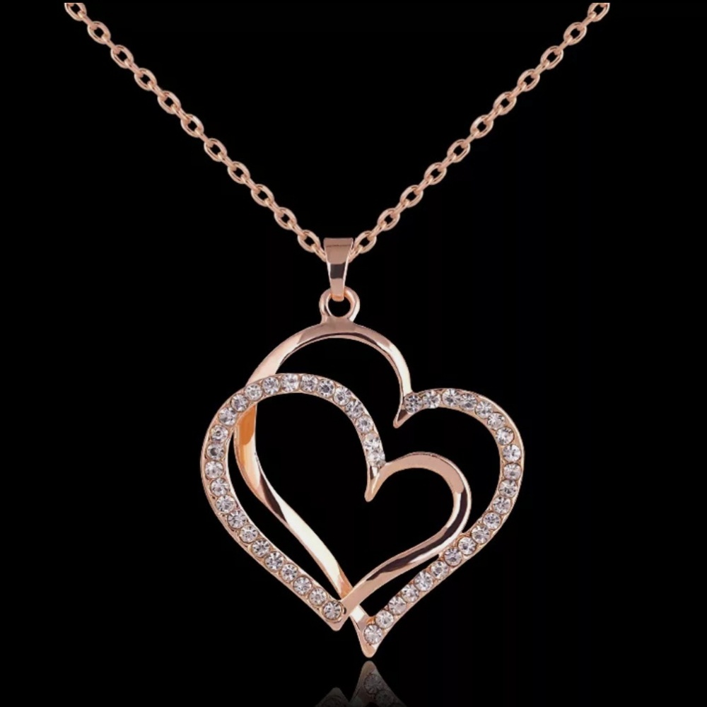 Rose Gold Double Heart Necklace